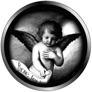 Angioletto con scritta Buone Feste, proiezione luminarie natalizie con gobo standard Proietta