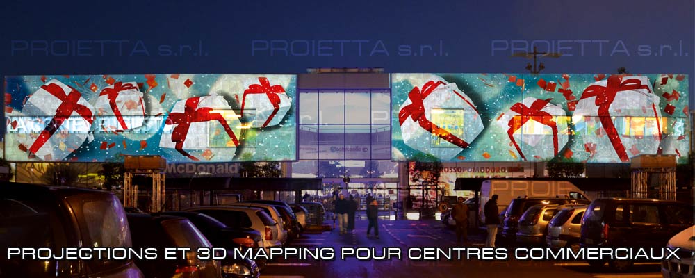 projections et 3d mapping pour centres commerciaux